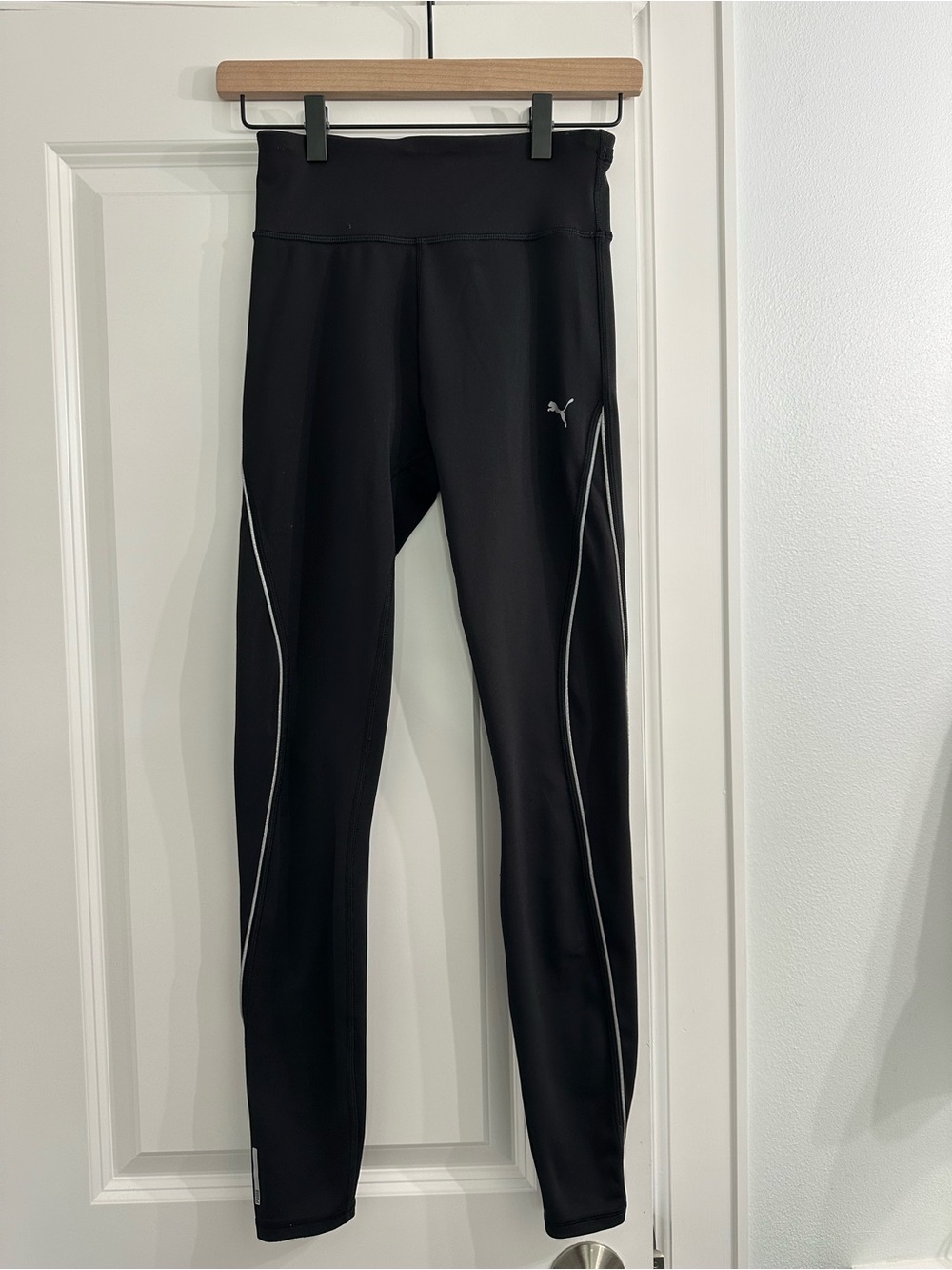 Puma Black Leggings with Silver Reflective Trim